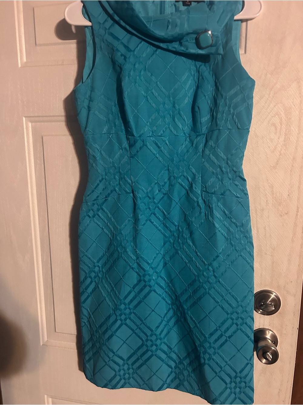 Tamari Arthur S Levine Size 4 Sleeveless Teal Dress Knee Length w Zipper Back